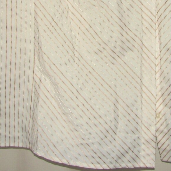 Worthington Woman Stretch Button Front SHIRT, 3X, White w/Gold Stripe NWOT - Picture 3 of 11